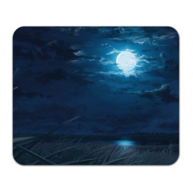 Коврик для мышки прямоугольный с принтом Ночное поле в Белгороде, натуральный каучук | размер 230 х 185 мм; запечатка лицевой стороны | луна | небо | ночь | облака | поле
