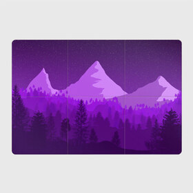 Магнитный плакат 3Х2 с принтом Ночные горы в Белгороде, Полимерный материал с магнитным слоем | 6 деталей размером 9*9 см | Тематика изображения на принте: горы | звёздное небо | звёзды | лес | небо | ночь | фиолетовый