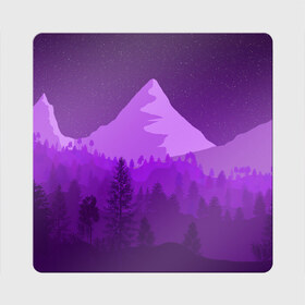Магнит виниловый Квадрат с принтом Ночные горы в Белгороде, полимерный материал с магнитным слоем | размер 9*9 см, закругленные углы | Тематика изображения на принте: горы | звёздное небо | звёзды | лес | небо | ночь | фиолетовый