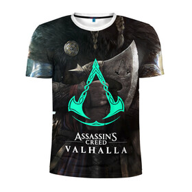 Мужская футболка 3D спортивная с принтом ASSASSINS CREED VALHALLA в Белгороде, 100% полиэстер с улучшенными характеристиками | приталенный силуэт, круглая горловина, широкие плечи, сужается к линии бедра | s creed | ассасин | ассасин крид. | скандинавия
