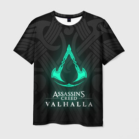 Мужская футболка 3D с принтом ASSASSINS CREED VALHALLA в Белгороде, 100% полиэфир | прямой крой, круглый вырез горловины, длина до линии бедер | s creed | ассасин | ассасин крид. | скандинавия