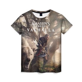Женская футболка 3D с принтом Assassin’s Creed Valhalla в Белгороде, 100% полиэфир ( синтетическое хлопкоподобное полотно) | прямой крой, круглый вырез горловины, длина до линии бедер | action | creed | eivor | rpg | ubisoft | valhalla | viking | vikings | англия | ассасин | ассасина | вальгалла | викинг | викинги | кредо | эйвор
