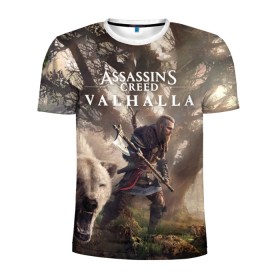 Мужская футболка 3D спортивная с принтом Assassin’s Creed Valhalla в Белгороде, 100% полиэстер с улучшенными характеристиками | приталенный силуэт, круглая горловина, широкие плечи, сужается к линии бедра | action | creed | eivor | rpg | ubisoft | valhalla | viking | vikings | англия | ассасин | ассасина | вальгалла | викинг | викинги | кредо | эйвор