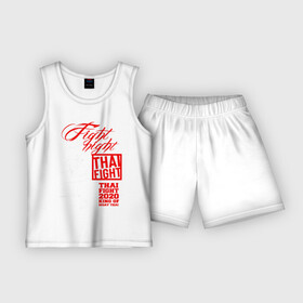 Детская пижама с шортами хлопок с принтом Fight night Muay Thai в Белгороде,  |  | boxing | fight night | kikcboxing | mma | muay thai | муай тай | тайский бокс