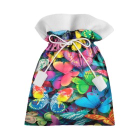 Подарочный 3D мешок с принтом Радужный рой в Белгороде, 100% полиэстер | Размер: 29*39 см | Тематика изображения на принте: бабочка | бабочки | белый | бирюзовый | зеленый | красный | розовый | серый | синий | фиолетовый | яркий цвет