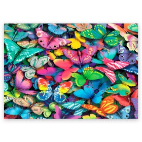 Поздравительная открытка с принтом Радужный рой в Белгороде, 100% бумага | плотность бумаги 280 г/м2, матовая, на обратной стороне линовка и место для марки
 | бабочка | бабочки | белый | бирюзовый | зеленый | красный | розовый | серый | синий | фиолетовый | яркий цвет