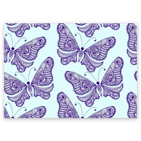 Поздравительная открытка с принтом Гжелевые бабочки в Белгороде, 100% бумага | плотность бумаги 280 г/м2, матовая, на обратной стороне линовка и место для марки
 | бабочки | бирюзовый | гжель | синий
