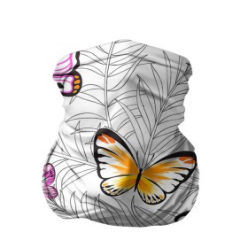 Бандана-труба 3D с принтом Яркий рой в Белгороде, 100% полиэстер, ткань с особыми свойствами — Activecool | плотность 150‒180 г/м2; хорошо тянется, но сохраняет форму | бабочки | белый | желтый | оранжевый | прозрачный | розовый | фиолетовый | чёрный
