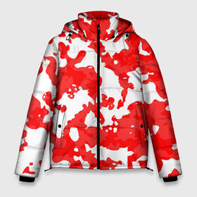 Мужская зимняя куртка 3D с принтом Красно-белая в Белгороде, верх — 100% полиэстер; подкладка — 100% полиэстер; утеплитель — 100% полиэстер | длина ниже бедра, свободный силуэт Оверсайз. Есть воротник-стойка, отстегивающийся капюшон и ветрозащитная планка. 

Боковые карманы с листочкой на кнопках и внутренний карман на молнии. | Тематика изображения на принте: городской камуфляж | подарок мужчине | подарок на 23 февраля | подарок на день защитника отечества | подарок на день рождения | подарок парню | спартак москва | фк спартак