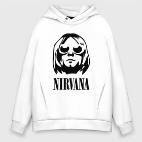 Мужское худи Oversize хлопок с принтом NIRVANA в Белгороде, френч-терри — 70% хлопок, 30% полиэстер. Мягкий теплый начес внутри —100% хлопок | боковые карманы, эластичные манжеты и нижняя кромка, капюшон на магнитной кнопке | Тематика изображения на принте: nirvana | nirvana smells | nirvana smells like | teen spirit | курт кобейн | нирвана | нирвана песни.