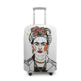 Чехол для чемодана 3D с принтом Фрида Кало  в Белгороде, 86% полиэфир, 14% спандекс | двустороннее нанесение принта, прорези для ручек и колес | кало | картинки | популярные | прикольные | фрида | цветы | человек