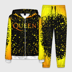 Мужской костюм 3D с принтом Queen в Белгороде, 100% полиэстер | Манжеты и пояс оформлены тканевой резинкой, двухслойный капюшон со шнурком для регулировки, карманы спереди | 3d | queen | британская | группа | исполнитель | лого | логотип | музыканты | надпись | рок | эмблема