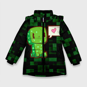 Зимняя куртка для девочек 3D с принтом Minecraft Creeper в Белгороде, ткань верха — 100% полиэстер; подклад — 100% полиэстер, утеплитель — 100% полиэстер. | длина ниже бедра, удлиненная спинка, воротник стойка и отстегивающийся капюшон. Есть боковые карманы с листочкой на кнопках, утяжки по низу изделия и внутренний карман на молнии. 

Предусмотрены светоотражающий принт на спинке, радужный светоотражающий элемент на пуллере молнии и на резинке для утяжки. | creeper | game minecraft | minecraft | minecraft крипер | minecraft сreeper | игра майнкрафт | кавайный крипер | крипер | крипер с сердечком | милый крипер | няшный крипер | сreeper