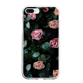 Чехол для iPhone 7Plus/8 Plus матовый с принтом PINK ROSES в Белгороде, Силикон | Область печати: задняя сторона чехла, без боковых панелей | листья | растения | розовые | розы | цветы