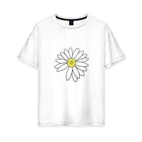 Женская футболка хлопок Oversize с принтом Ромашка в Белгороде, 100% хлопок | свободный крой, круглый ворот, спущенный рукав, длина до линии бедер
 | белый цветок | лепестки | природа | растение | ромашка | цветок