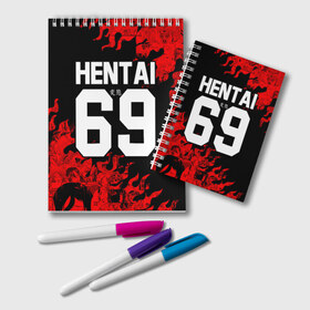 Блокнот с принтом HENTAI [02] в Белгороде, 100% бумага | 48 листов, плотность листов — 60 г/м2, плотность картонной обложки — 250 г/м2. Листы скреплены удобной пружинной спиралью. Цвет линий — светло-серый
 | Тематика изображения на принте: ahegao | anime | japan | manga | sempai | senpai | аниме | ахегао | лицо | манга | семпай | сенпай | япония