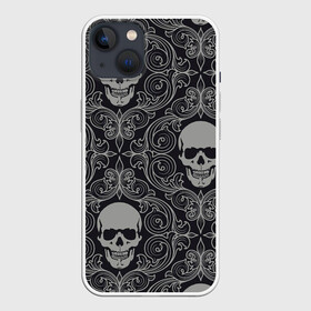 Чехол для iPhone 13 с принтом Весёлый Роджер в Белгороде,  |  | белый | веселый роджер | день мёртвых | череп | черепа | черный