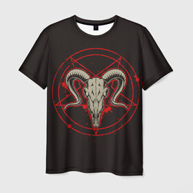Мужская футболка 3D с принтом Культ в Белгороде, 100% полиэфир | прямой крой, круглый вырез горловины, длина до линии бедер | demon | devil | fashion | goat | hell | horror | monster | satan | skull | style | ад | демон | дьявол | козёл | мода | монстр | сатана | стиль | ужас | череп