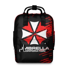 Женский рюкзак 3D с принтом Umbrella Corporation. в Белгороде, 100% полиэстер | лямки с регулируемой длиной, сверху ручки, чтобы рюкзак нести как сумку. Основное отделение закрывается на молнию, как и внешний карман. Внутри два дополнительных кармана, один из которых закрывается на молнию. По бокам два дополнительных кармашка, куда поместится маленькая бутылочка
 | Тематика изображения на принте: resident evil | umbrella corporation | амбрелла | амбрелла корпорейшн | вирус | вымышленная военная и фармацевтическая корпорация | игра | умбрелла