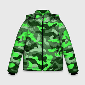 Зимняя куртка для мальчиков 3D с принтом CAMOUFLAGE GREEN в Белгороде, ткань верха — 100% полиэстер; подклад — 100% полиэстер, утеплитель — 100% полиэстер | длина ниже бедра, удлиненная спинка, воротник стойка и отстегивающийся капюшон. Есть боковые карманы с листочкой на кнопках, утяжки по низу изделия и внутренний карман на молнии. 

Предусмотрены светоотражающий принт на спинке, радужный светоотражающий элемент на пуллере молнии и на резинке для утяжки | Тематика изображения на принте: camouflage | армия | военная форма | военный | вооружение | вооруженные силы | защита | защитный цвет | зеленый | камуфляж | маскировка | солдат | униформа | форма