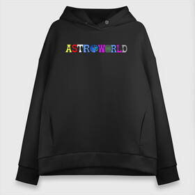 Женское худи Oversize хлопок с принтом TRAVIS SCOTT ASTROWORLD в Белгороде, френч-терри — 70% хлопок, 30% полиэстер. Мягкий теплый начес внутри —100% хлопок | боковые карманы, эластичные манжеты и нижняя кромка, капюшон на магнитной кнопке | astronomical | astroworld | cactus jack | fortnite | la flame | rodeo | travis scott | кактус джек | пламя | трэвис скотт | фортнайт