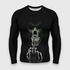 Мужской рашгард 3D с принтом Finger в Белгороде,  |  | black | bones | finger | gesture | jaw | orbits | skull | teeth | глазницы | жест | зубы | кости | палец | пасть | череп | черный