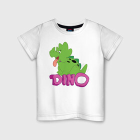 Детская футболка хлопок с принтом BABYDINO в Белгороде, 100% хлопок | круглый вырез горловины, полуприлегающий силуэт, длина до линии бедер | Тематика изображения на принте: bamm bamm rubble | barney rubble | bedrock | betty rubble | dino | flintstones | fred flintstone | hoppy | pebbles | stone age | vdgerir | wilma | флинстоун | флинтстоун