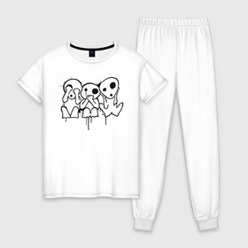 Женская пижама хлопок с принтом Кодама в Белгороде, 100% хлопок | брюки и футболка прямого кроя, без карманов, на брюках мягкая резинка на поясе и по низу штанин | princess mononoke | аниме | студия «гибли»