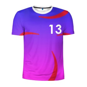 Мужская футболка 3D спортивная с принтом Номер 13 в Белгороде, 100% полиэстер с улучшенными характеристиками | приталенный силуэт, круглая горловина, широкие плечи, сужается к линии бедра | 