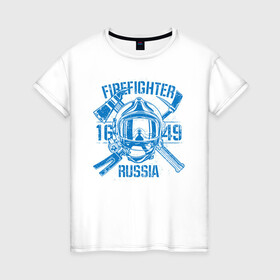 Женская футболка хлопок с принтом FIREFIGHTER RUSSIA в Белгороде, 100% хлопок | прямой крой, круглый вырез горловины, длина до линии бедер, слегка спущенное плечо | 112 | 23 февраля | 27 декабря | firefighter | герб | гкчс | знак | лого | логотип | министерство | мчс | мчс россии | мчсник | по чрезв | пожарная охрана | пожарник | пожарный | пч | россии | рф | символ | ситуации