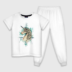 Детская пижама хлопок с принтом акварельный единорог в Белгороде, 100% хлопок |  брюки и футболка прямого кроя, без карманов, на брюках мягкая резинка на поясе и по низу штанин
 | 