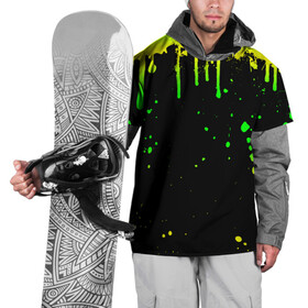 Накидка на куртку 3D с принтом НЕОНОВЫЕ ПОДТЕКИ в Белгороде, 100% полиэстер |  | вода | желтый | зеленый | капли | кляксы | краска | неон | неоновый | подтеки | пятна