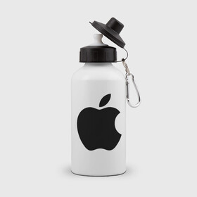 Бутылка спортивная с принтом Apple в Белгороде, металл | емкость — 500 мл, в комплекте две пластиковые крышки и карабин для крепления | apple | техника | яблоко
