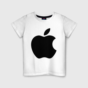 Детская футболка хлопок с принтом Apple в Белгороде, 100% хлопок | круглый вырез горловины, полуприлегающий силуэт, длина до линии бедер | apple | техника | яблоко