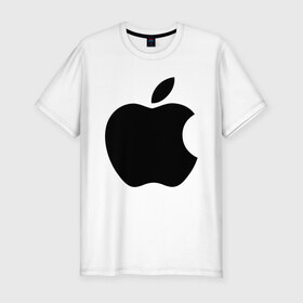Мужская футболка хлопок Slim с принтом Apple в Белгороде, 92% хлопок, 8% лайкра | приталенный силуэт, круглый вырез ворота, длина до линии бедра, короткий рукав | apple | техника | яблоко
