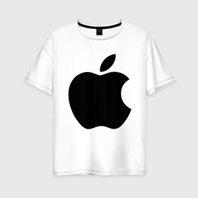 Женская футболка хлопок Oversize с принтом Apple в Белгороде, 100% хлопок | свободный крой, круглый ворот, спущенный рукав, длина до линии бедер
 | apple | техника | яблоко
