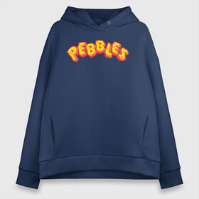 Женское худи Oversize хлопок с принтом PEBBLES в Белгороде, френч-терри — 70% хлопок, 30% полиэстер. Мягкий теплый начес внутри —100% хлопок | боковые карманы, эластичные манжеты и нижняя кромка, капюшон на магнитной кнопке | bamm bamm rubble | barney rubble | bedrock | betty rubble | dino | flintstones | fred flintstone | hoppy | pebbles | stone age | vdgerir | wilma | флинстоун | флинтстоун