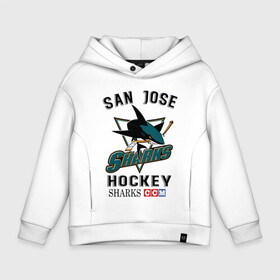 Детское худи Oversize хлопок с принтом SAN JOSE SHARKS в Белгороде, френч-терри — 70% хлопок, 30% полиэстер. Мягкий теплый начес внутри —100% хлопок | боковые карманы, эластичные манжеты и нижняя кромка, капюшон на магнитной кнопке | Тематика изображения на принте: hockey | nhl | san jose | sharks | sport | usa | акулы | надпись | нхл | сан хосе | символы | сообщение | спорт | сша | текст | фраза | хоккей | цитаты | шайбу