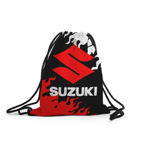 Рюкзак-мешок 3D с принтом SUZUKI (2) в Белгороде, 100% полиэстер | плотность ткани — 200 г/м2, размер — 35 х 45 см; лямки — толстые шнурки, застежка на шнуровке, без карманов и подкладки | suzuki | авто | автомобиль | сузуки