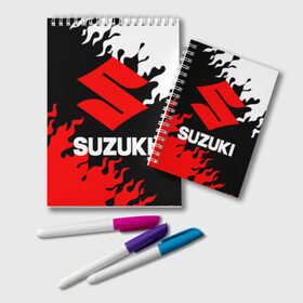 Блокнот с принтом SUZUKI (2) в Белгороде, 100% бумага | 48 листов, плотность листов — 60 г/м2, плотность картонной обложки — 250 г/м2. Листы скреплены удобной пружинной спиралью. Цвет линий — светло-серый
 | Тематика изображения на принте: suzuki | авто | автомобиль | сузуки