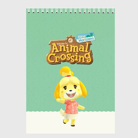 Скетчбук с принтом Animal Crossing в Белгороде, 100% бумага
 | 48 листов, плотность листов — 100 г/м2, плотность картонной обложки — 250 г/м2. Листы скреплены сверху удобной пружинной спиралью | Тематика изображения на принте: animal crossing | isabelle | tom nook | энимал кроссинг