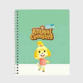 Тетрадь с принтом Animal Crossing в Белгороде, 100% бумага | 48 листов, плотность листов — 60 г/м2, плотность картонной обложки — 250 г/м2. Листы скреплены сбоку удобной пружинной спиралью. Уголки страниц и обложки скругленные. Цвет линий — светло-серый
 | Тематика изображения на принте: animal crossing | isabelle | tom nook | энимал кроссинг