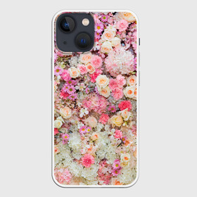Чехол для iPhone 13 mini с принтом Цветочное поле в Белгороде,  |  | doodling | textures | tiles | белый | дудлинг | желтый | красный | розовый | розы | тайлы | текстуры | фиолетовый | фон | цветы