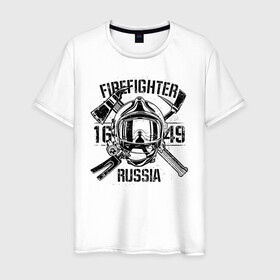 Мужская футболка хлопок с принтом FIREFIGHTER RUSSIA в Белгороде, 100% хлопок | прямой крой, круглый вырез горловины, длина до линии бедер, слегка спущенное плечо. | 112 | 23 февраля | 27 декабря | firefighter | герб | гкчс | знак | лого | логотип | министерство | мчс | мчс россии | мчсник | по чрезв | пожарная охрана | пожарник | пожарный | пч | россии | рф | символ | ситуации
