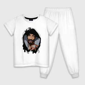 Детская пижама хлопок с принтом Snoop Dogg в Белгороде, 100% хлопок |  брюки и футболка прямого кроя, без карманов, на брюках мягкая резинка на поясе и по низу штанин
 | 2pac | black | dog | dr dre | hip hop | rap | snoop dogg | west coast | гангстер | микрофон | музыка | рифма | рэп | рэпер | снуп дог | собака | хип хоп