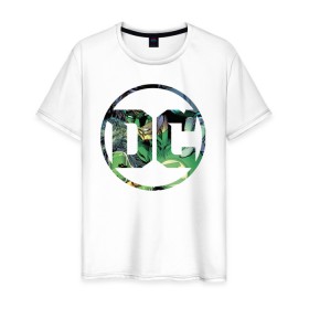 Мужская футболка хлопок с принтом Green Lantern в Белгороде, 100% хлопок | прямой крой, круглый вырез горловины, длина до линии бедер, слегка спущенное плечо. | Тематика изображения на принте: dc | green lantern | shtatjl | зеленый фонарь | лига справедливости | логотип