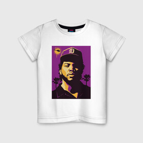 Детская футболка хлопок с принтом Ice Cube в Белгороде, 100% хлопок | круглый вырез горловины, полуприлегающий силуэт, длина до линии бедер | 2pac | black | compton | dog | dr dre | hip hop | ice cube | nwa | rap | snoop dogg | west coast | westside | айс кьюб | гангстер | голос улиц | микрофон | музыка | рифма | рэп | рэпер | хип хоп