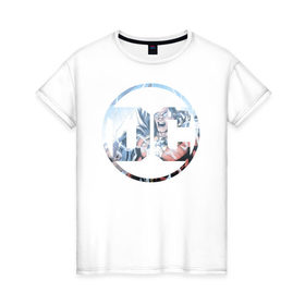 Женская футболка хлопок с принтом Shazam в Белгороде, 100% хлопок | прямой крой, круглый вырез горловины, длина до линии бедер, слегка спущенное плечо | Тематика изображения на принте: dc | shazam | shtatjl | логотип | шазам
