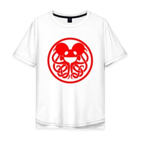 Мужская футболка хлопок Oversize с принтом DEADMAU5 x FORTNITE в Белгороде, 100% хлопок | свободный крой, круглый ворот, “спинка” длиннее передней части | deadmau5 | deadmaus | dj | dj deadmau5 | electro | fortnite | music | дэдмау5 | фортнайт deadmau5