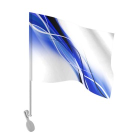 Флаг для автомобиля с принтом GEOMETRY STRIPES BLUE в Белгороде, 100% полиэстер | Размер: 30*21 см | abstraction | geometry | hexagon | neon | paints | stripes | texture | triangle | абстракция | брызги | геометрия | краски | неон | неоновый | соты | текстура